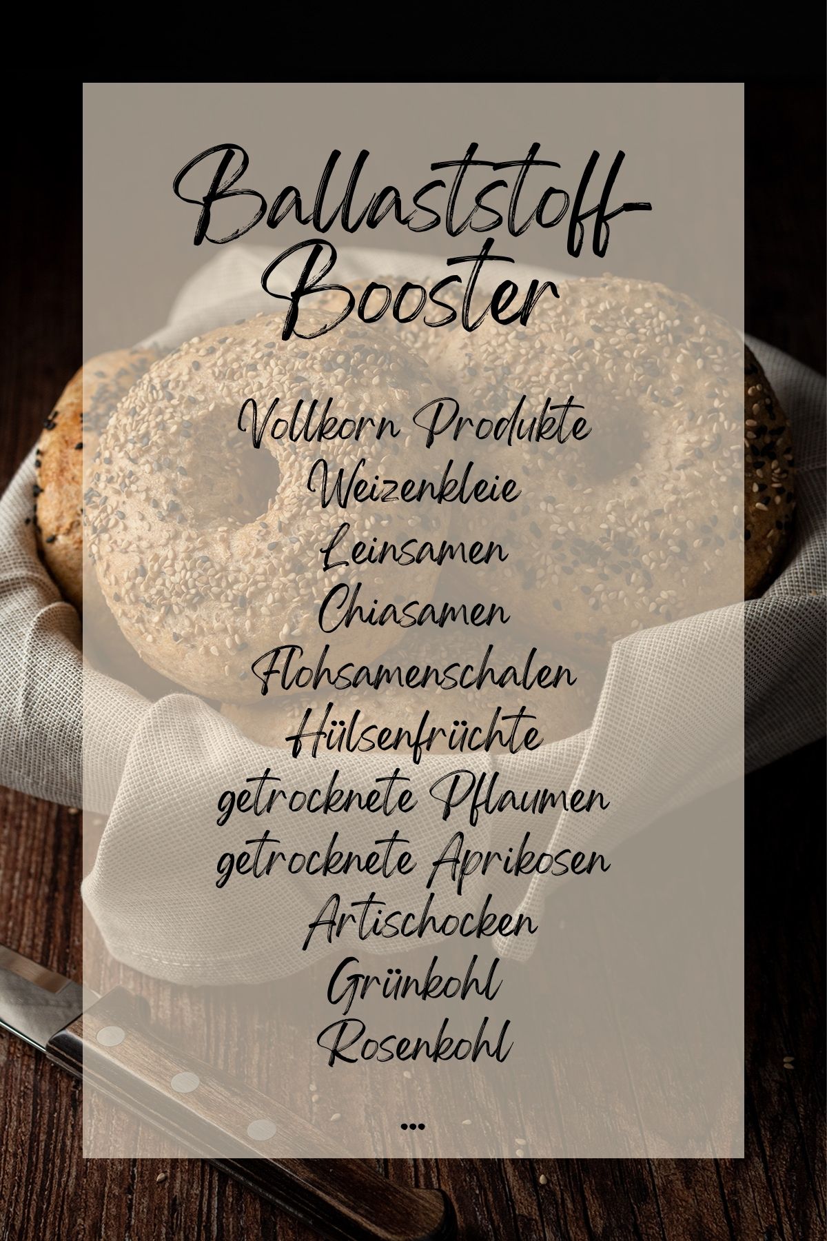 Vollkorn Bagels, darüber Text mit Ballaststoff-Booster